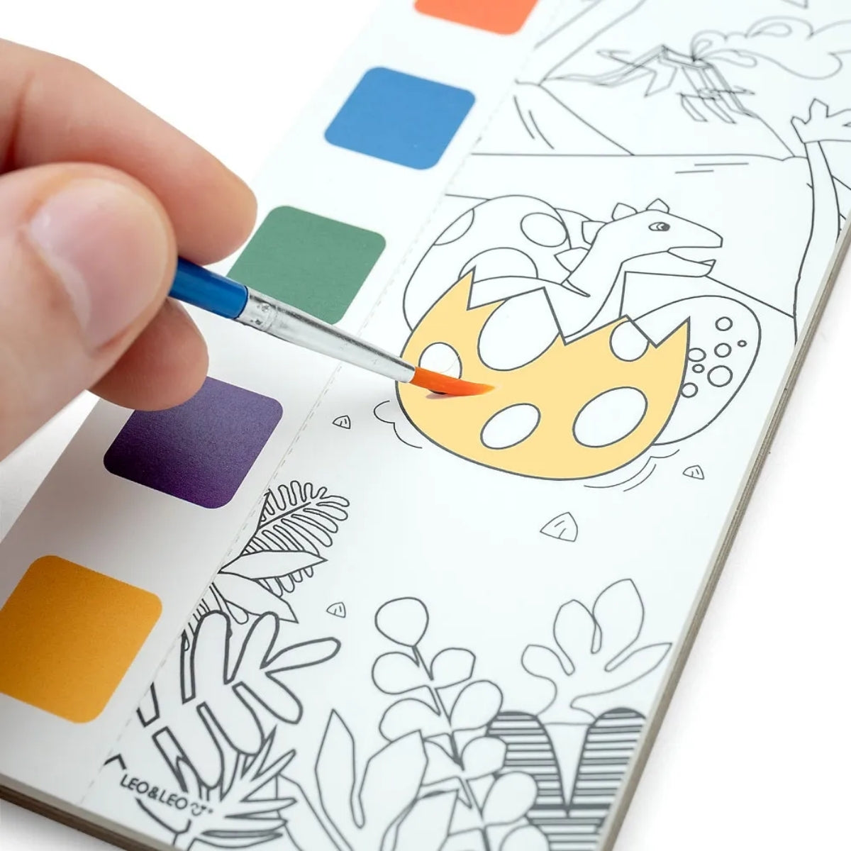 Bloco de Colorir com Aquarela Opp Bag Dino + Pincel - Leo & Leo 91824