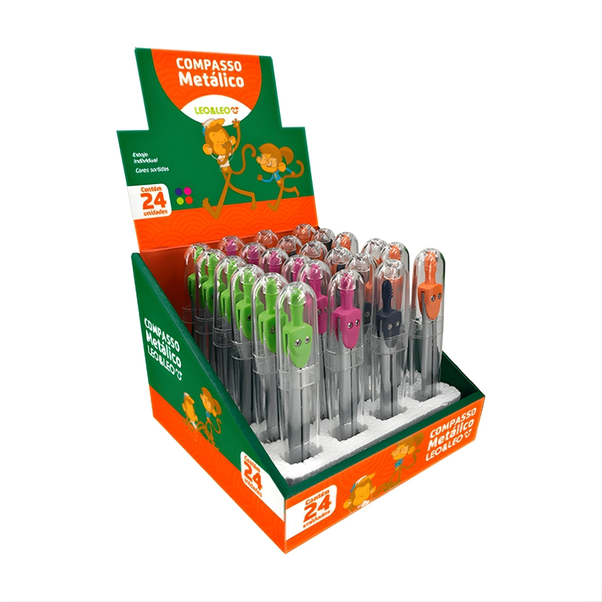 Compasso Escolar Metal - Cores Sortidas - Leo & Leo 4196