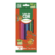 Estojo Lápis de Cor Madeira Sextavado com 12 Cores 4130 - Leo & Leo