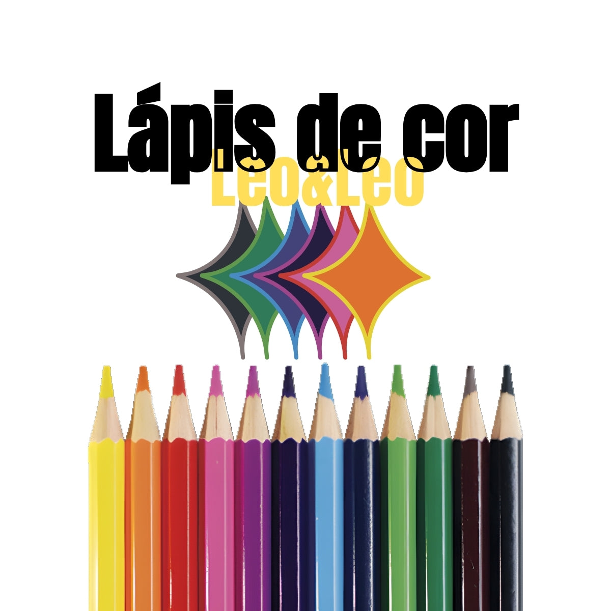 Estojo Lápis de Cor Madeira Sextavado com 12 Cores - Leo & Leo 4130