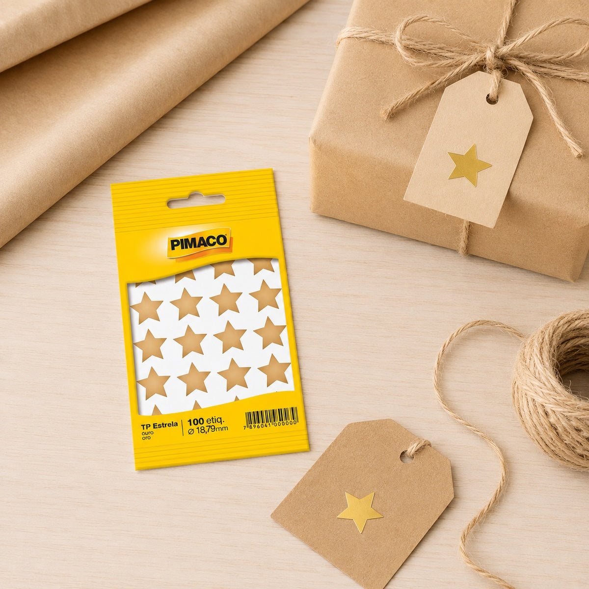Etiqueta Adesiva Estrela Ouro 18,79mm com 100 Unidades para Decoração e Personalização - Pimaco