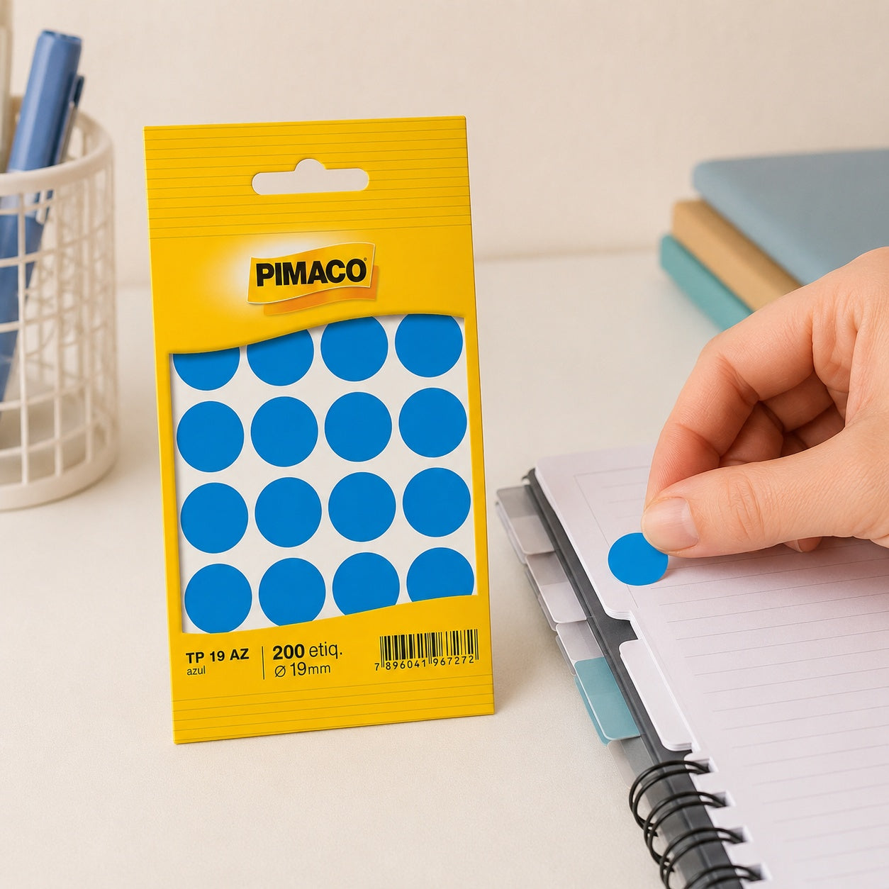 Etiqueta Adesiva Redonda Azul Ø19mm com 200 Unidades para Identificação e Organização - Pimaco