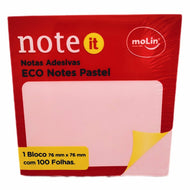 Bloco Notas Adesivas Eco Rosa Pastel 7,6 X 7,6cm com 100 Folhas - Molin