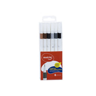 Estojo Caneta Fineliner Ponta 0,4 com 6 Cores Tons Marrom/preto - Molin