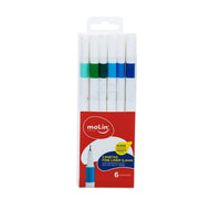 Estojo Caneta Fineliner Ponta 0,4 com 6 Cores Tons Azul/verde - Molin