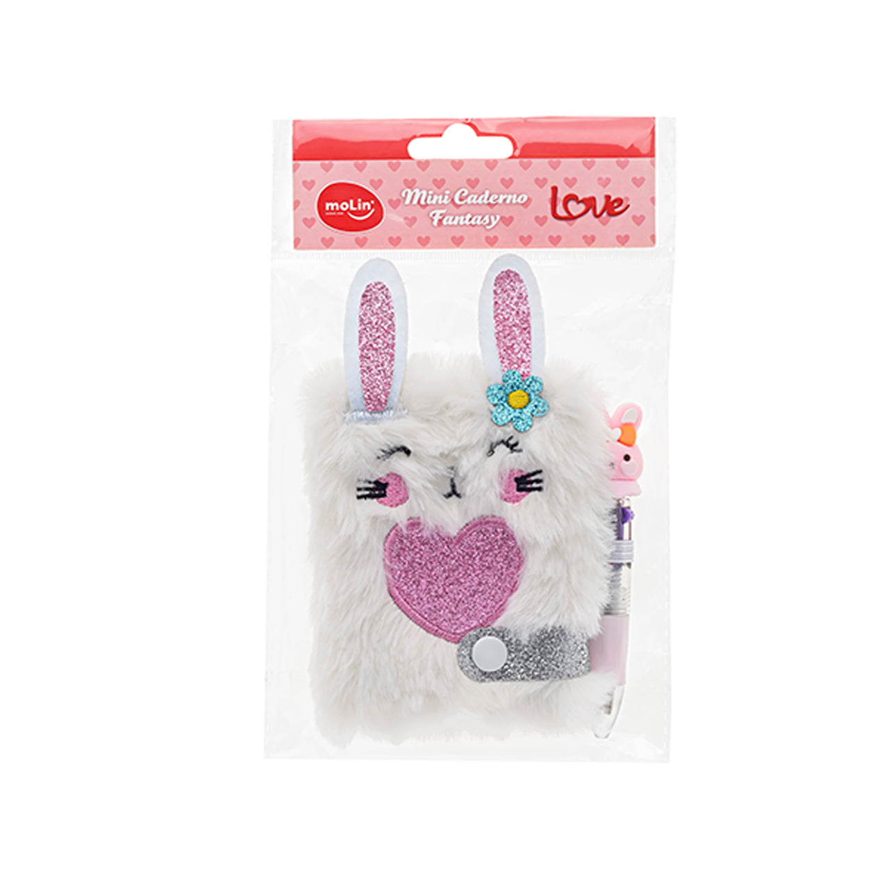 Mini Caderno Fantasy Love Coelho e Caneta 4 Cores - Molin