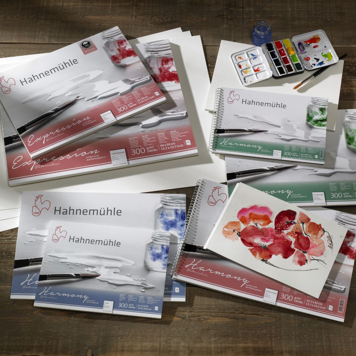 Bloco de Desenho Hahnemühle Expression Watercolour 30x30cm 25 Folhas 300g/m² Textura Fina