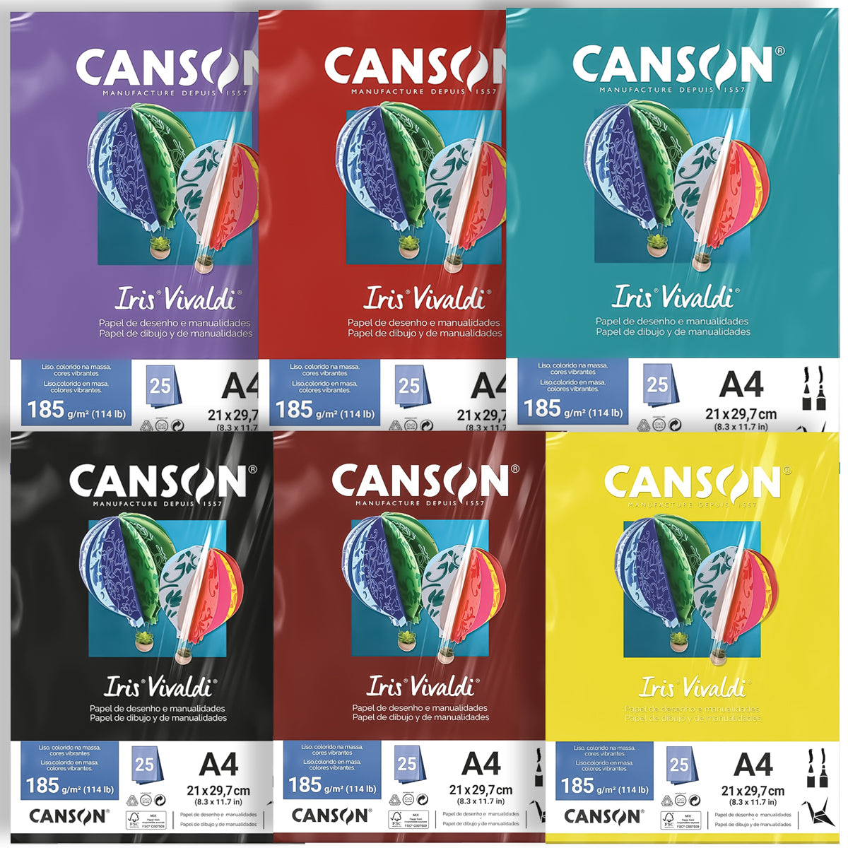 Papel Colorido Canson Iris Vivaldi A4 185 G/M² 25 Folhas Sulfite
