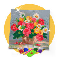 Kit de Pintura com Diamante 40x40cm - Arranjo de Flores