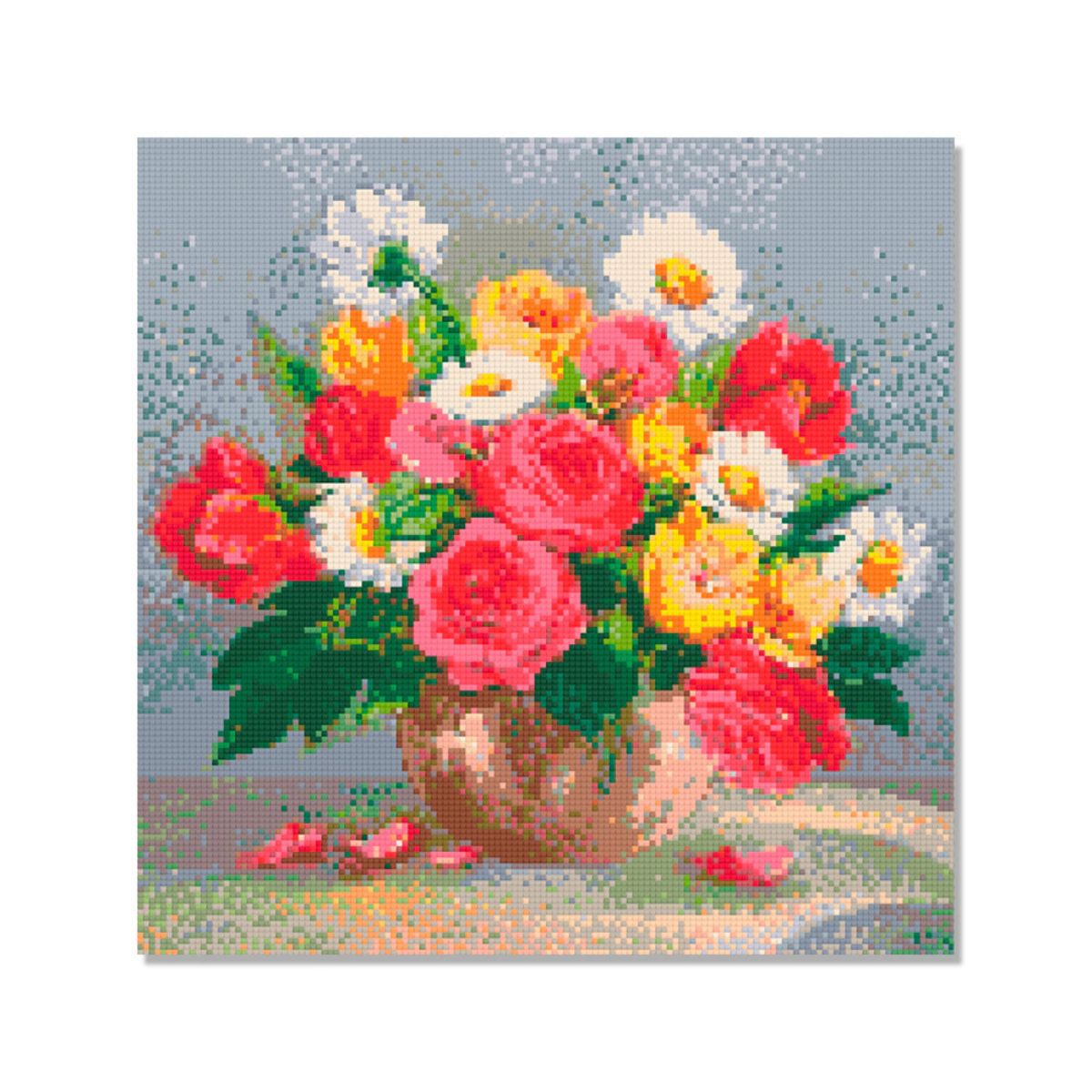 Kit de Pintura com Diamante 40x40cm - Arranjo de Flores