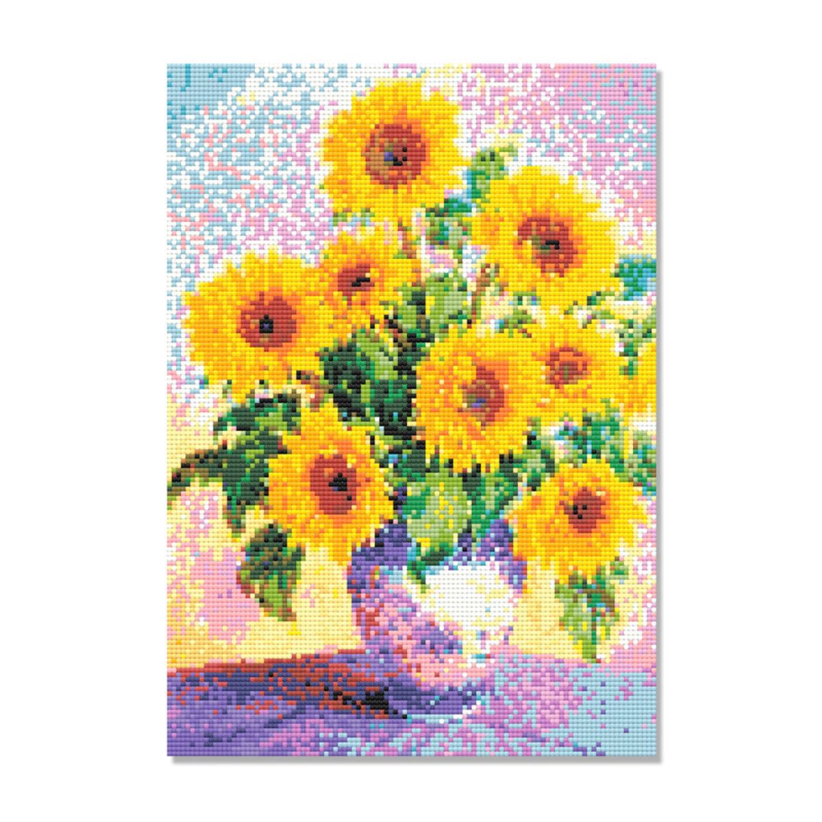 Kit de Pintura com Diamante 30x42cm - Vaso de Girassóis