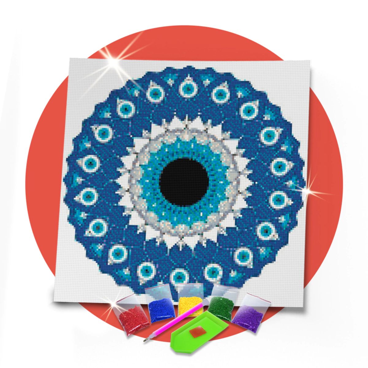 Kit de Pintura com Diamante 40x40cm - Mandala Olho Grego