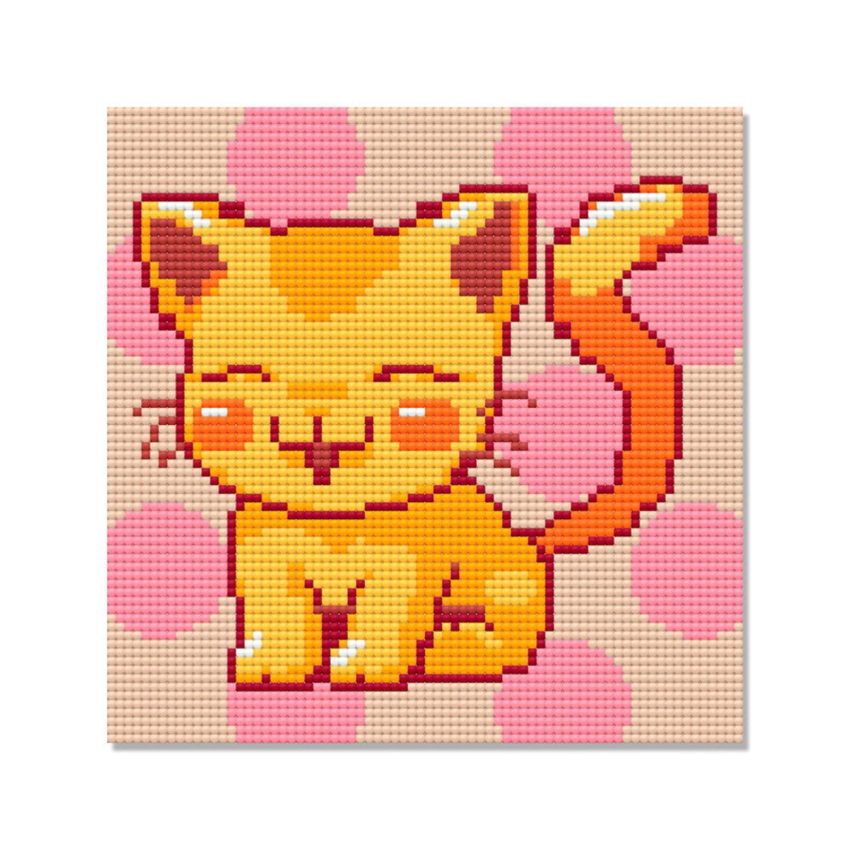Kit de Pintura com Diamante 21x21cm - Gatinho Feliz