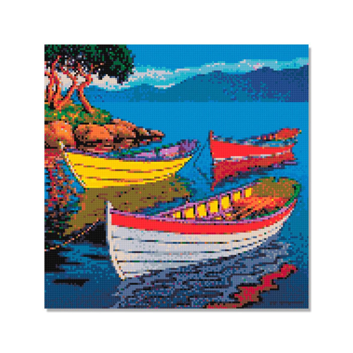 Kit de Pintura com Diamante 40x40cm - Barquinhos Coloridos