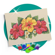 Kit de Pintura com Diamante 30x21cm - Três Hibiscos