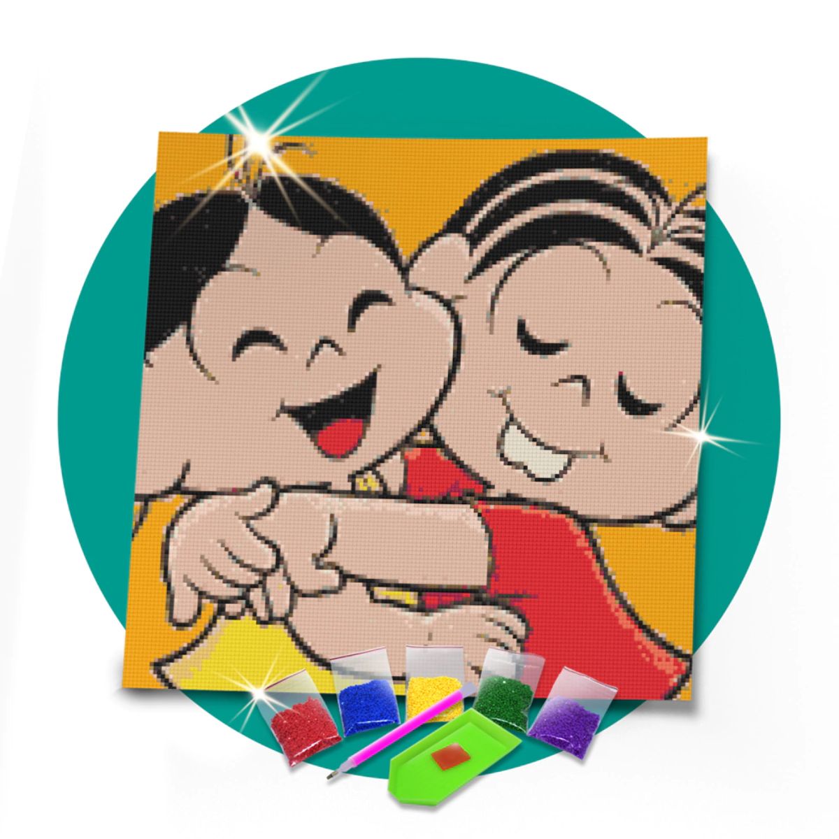 Kit de Pintura com Diamante 40x40cm - Monica e Magali