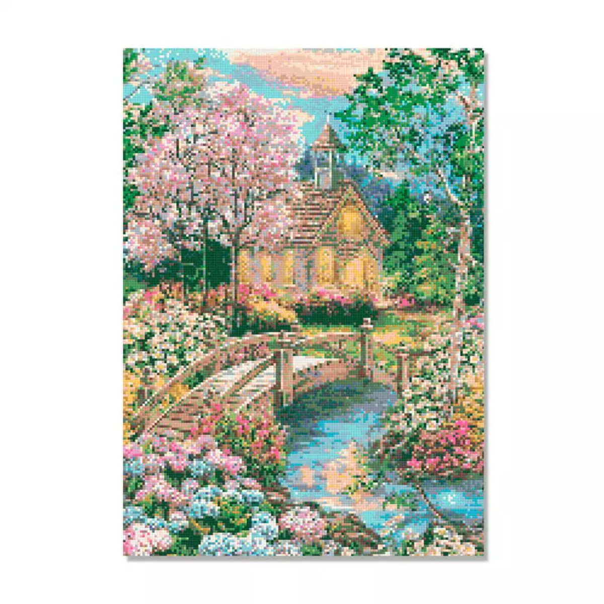 Kit de Pintura com Diamante 42x60cm - Ponte no Riacho