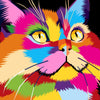 Kit de Tela Pintura Numerada 40x40cm - Gato Colorido