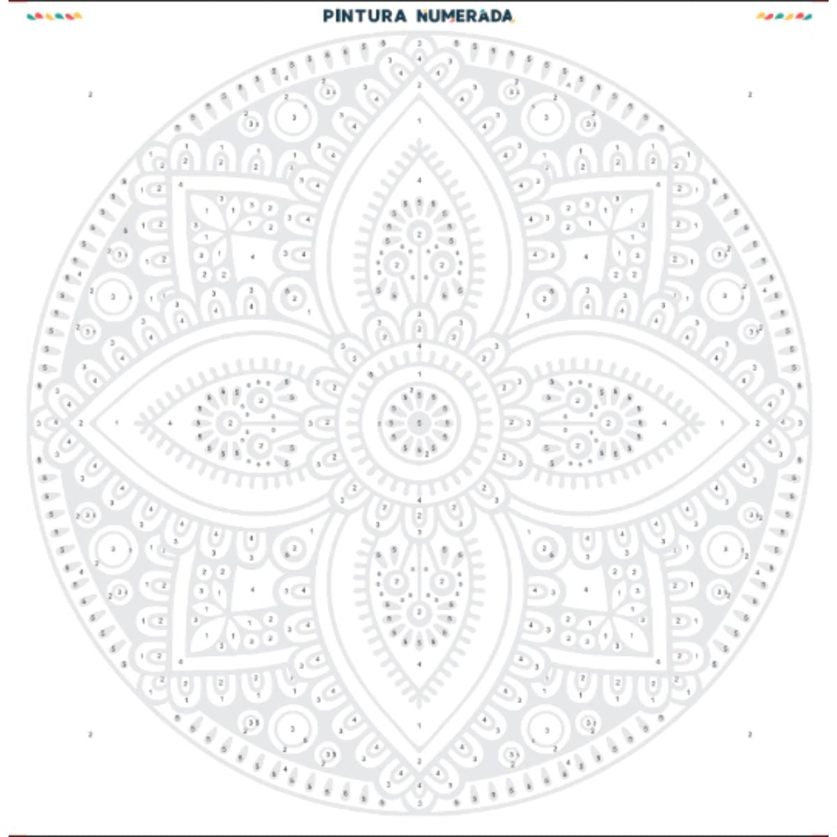 Kit de Tela Pintura Numerada 40x40cm - Mandala Cor