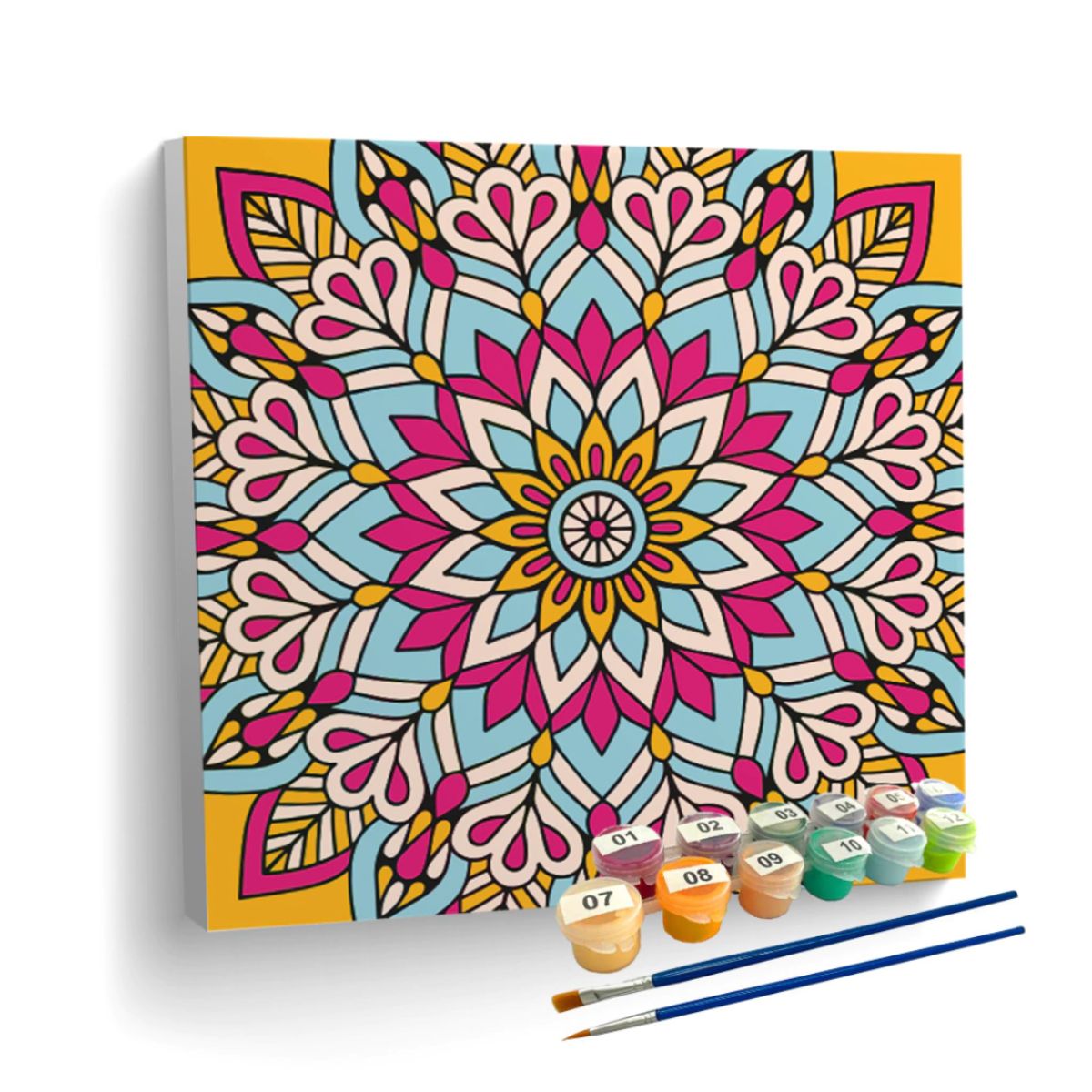 Kit de Tela Pintura Numerada 30x30cm - Mandala Flor