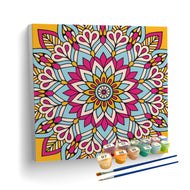 Kit de Tela Pintura Numerada 30x30cm - Mandala Flor