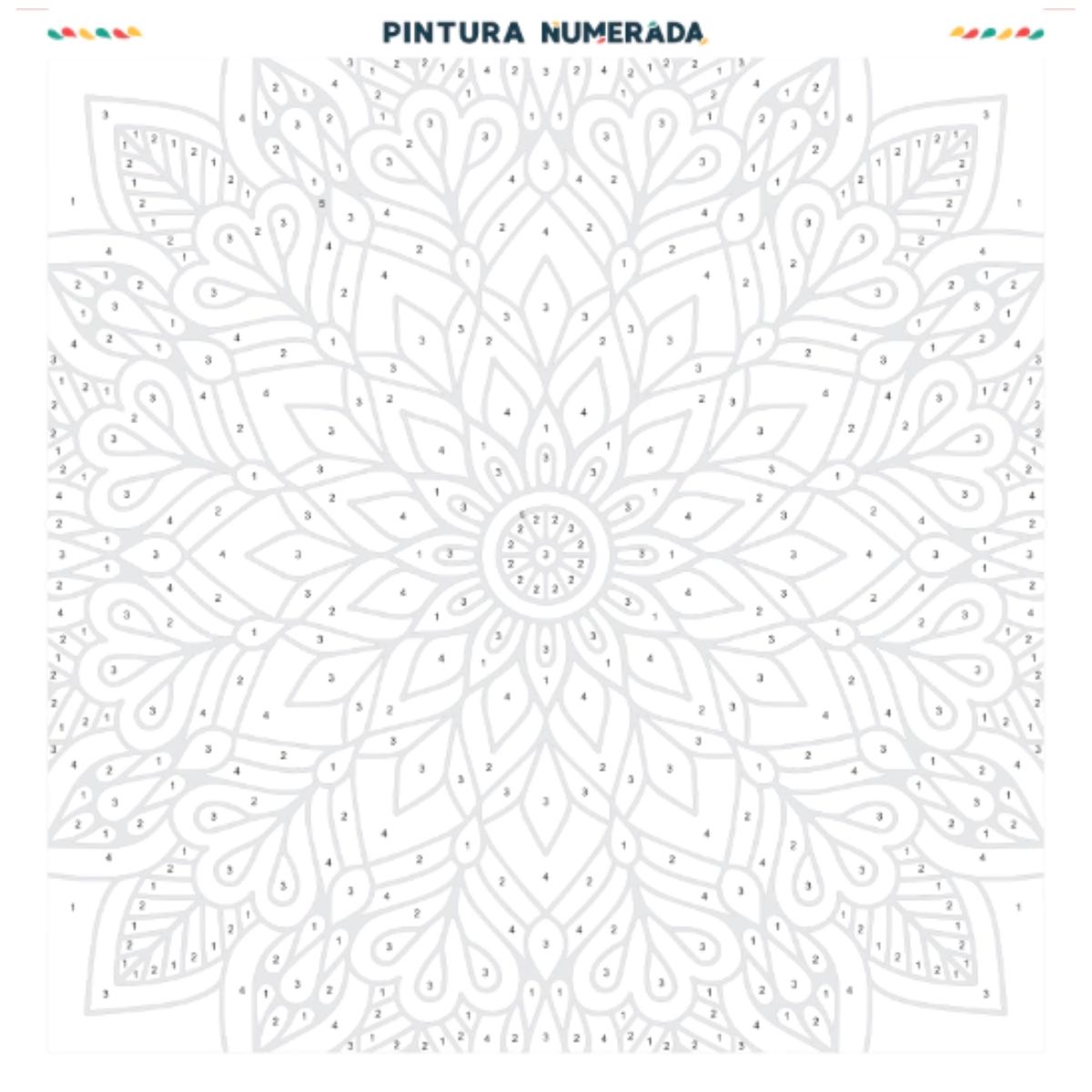 Kit de Tela Pintura Numerada 30x30cm - Mandala Flor