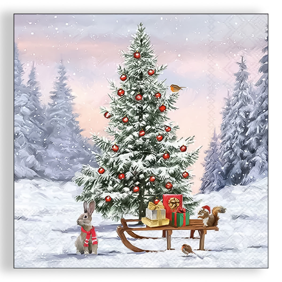 Guardanapo para Decoupage Ambiente 33x33cm com 20 Unidades - Animais de Inverno Natal