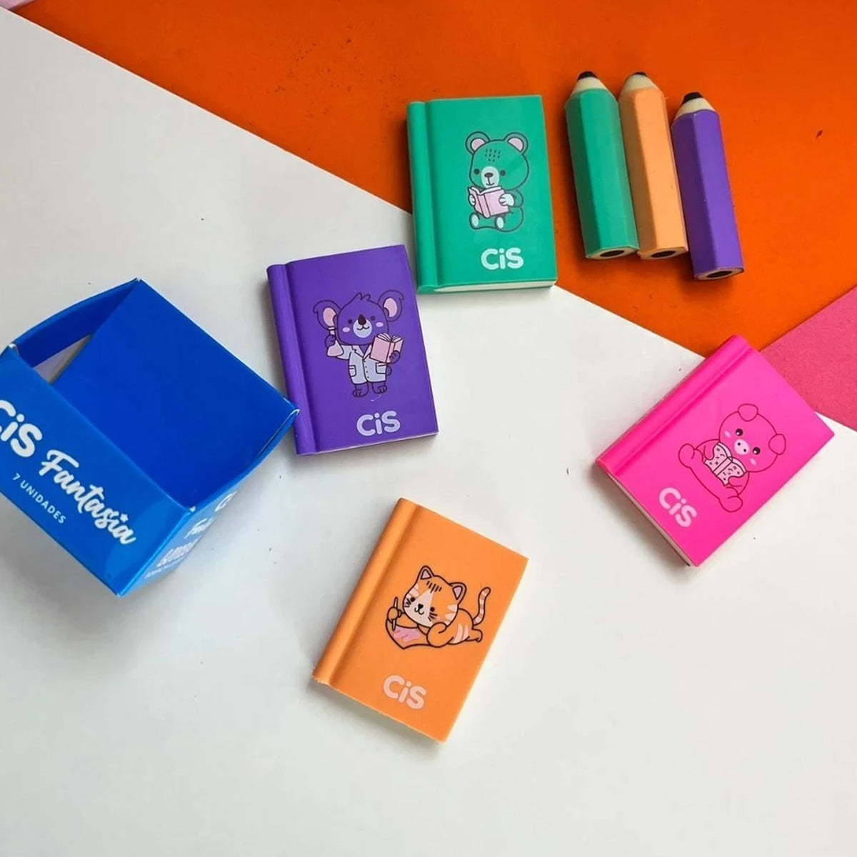 Borracha Fantasia Mini Livros e Lapis - Cis