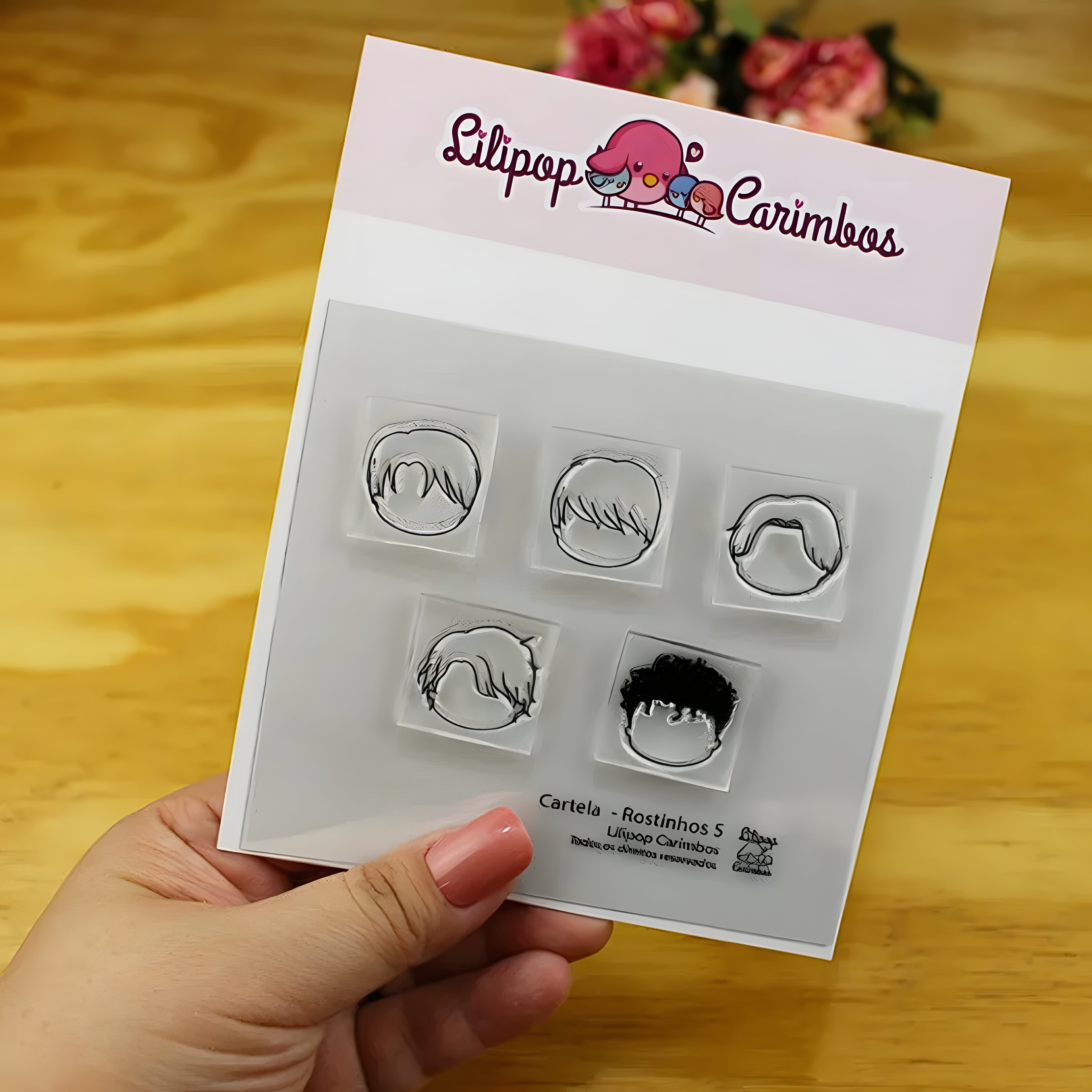 Kit Carimbos Rostinhos 5 Scrapbook Artesanato - Lilipop