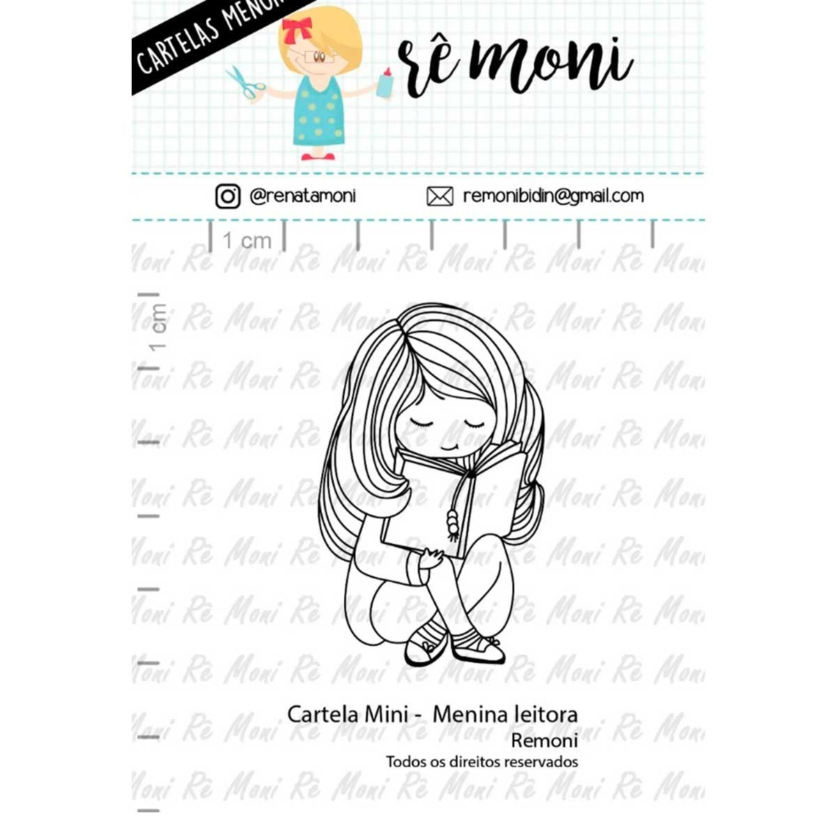 Cartela de Carimbos Menina Leitora em Fotopolímero para Artesanato e Scrapbook - Lilipop