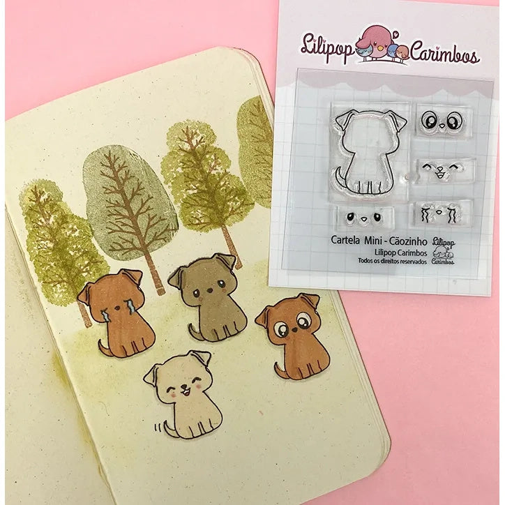 Cartela de Carimbos Cãozinho em Fotopolímero para Artesanato e Scrapbook - Lilipop