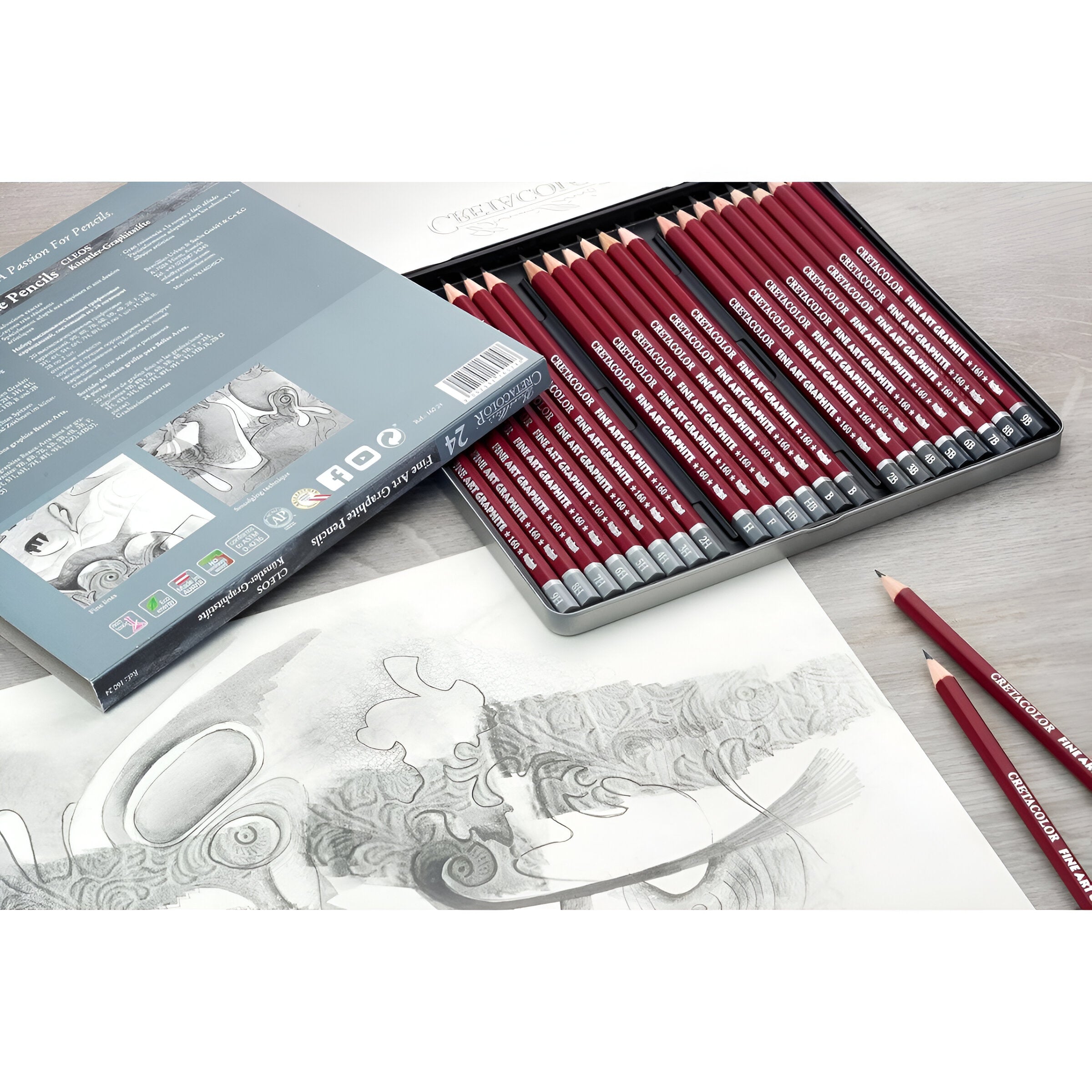 Estojo Lápis Grafite Cleos Fine Art Cretacolor Graduado com 12 Peças - 16052