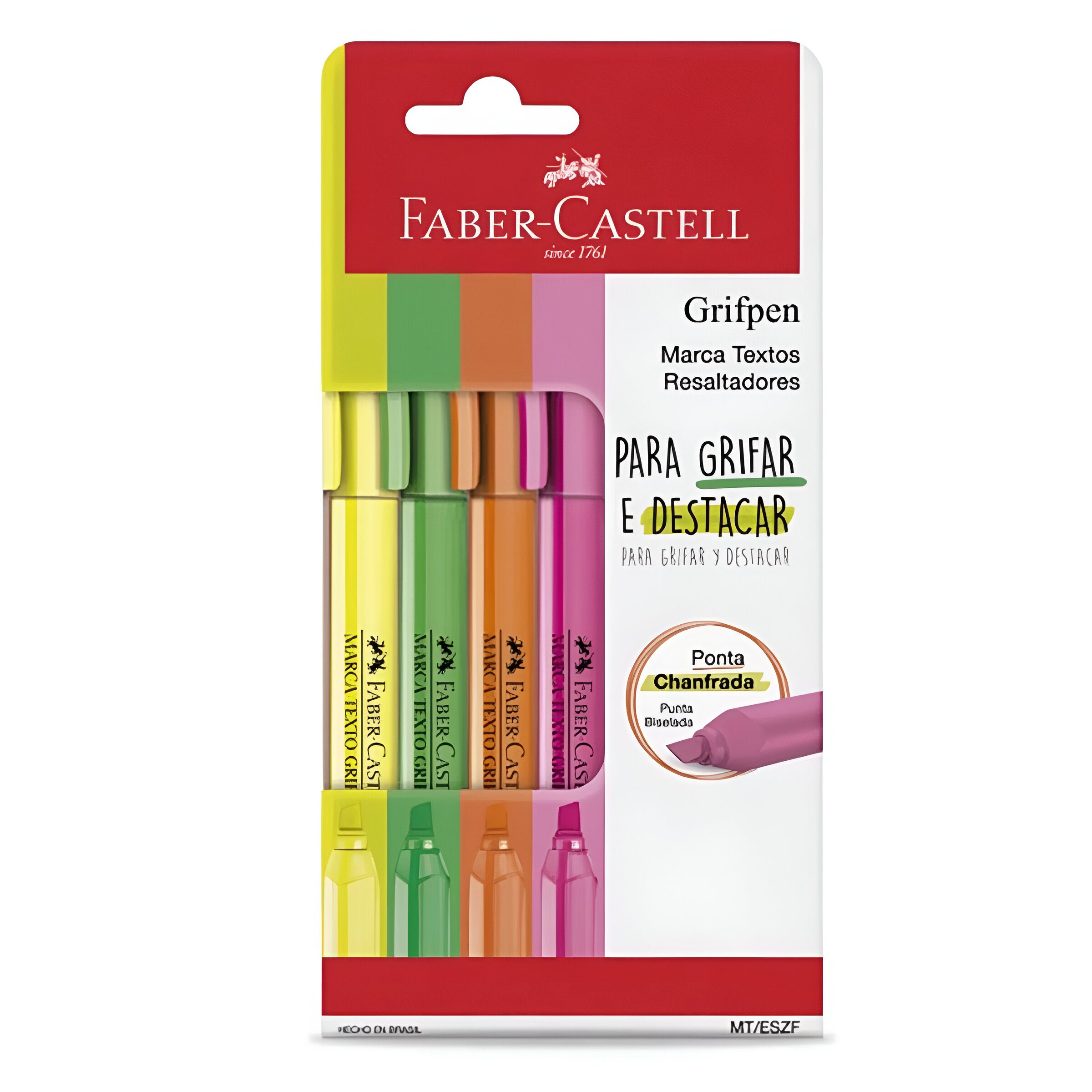 Estojo Marca Texto Grifpen Ponta Chanfrada 4 Cores - Faber-castell Mt/eszf