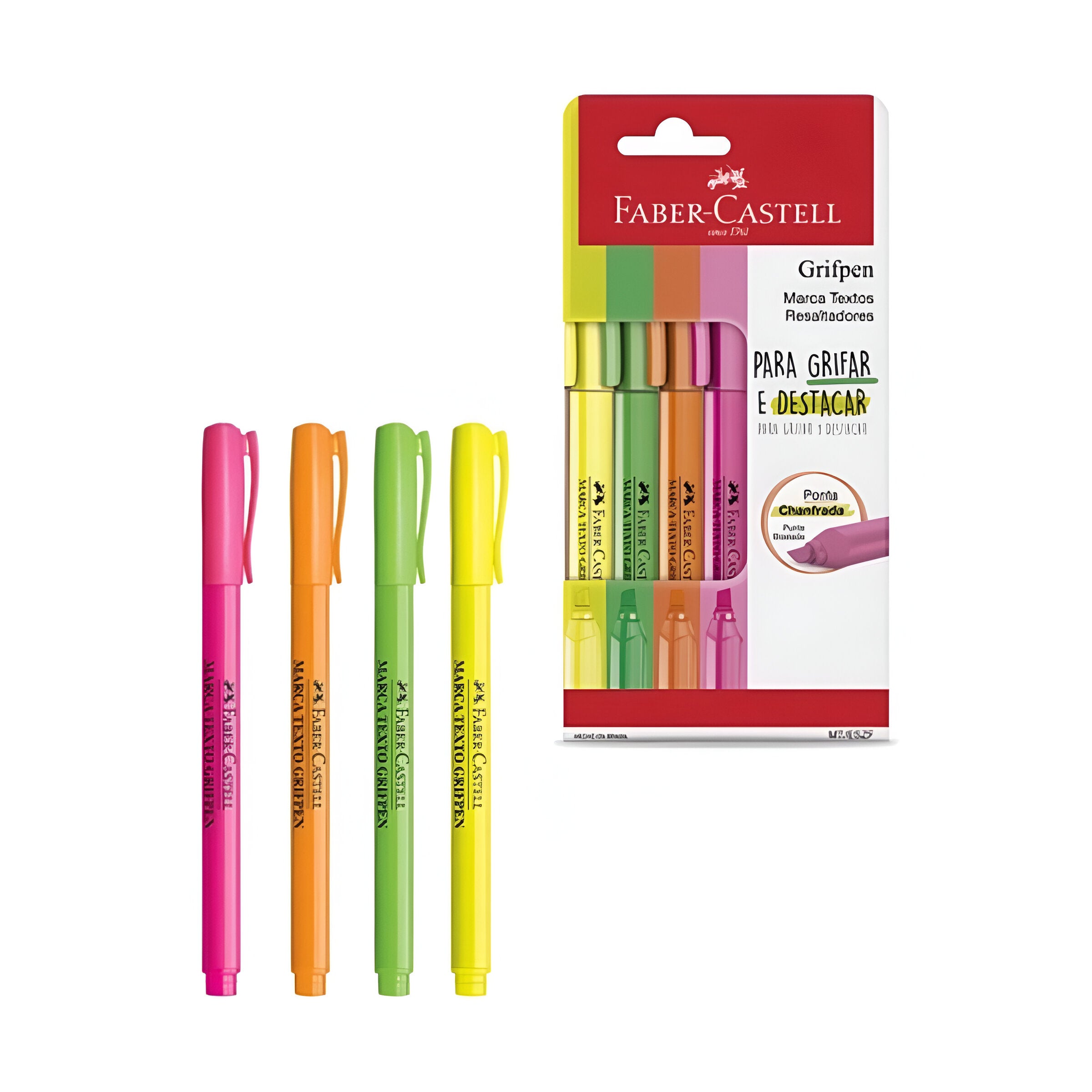 Estojo Marca Texto Grifpen Ponta Chanfrada 4 Cores - Faber-castell Mt/eszf