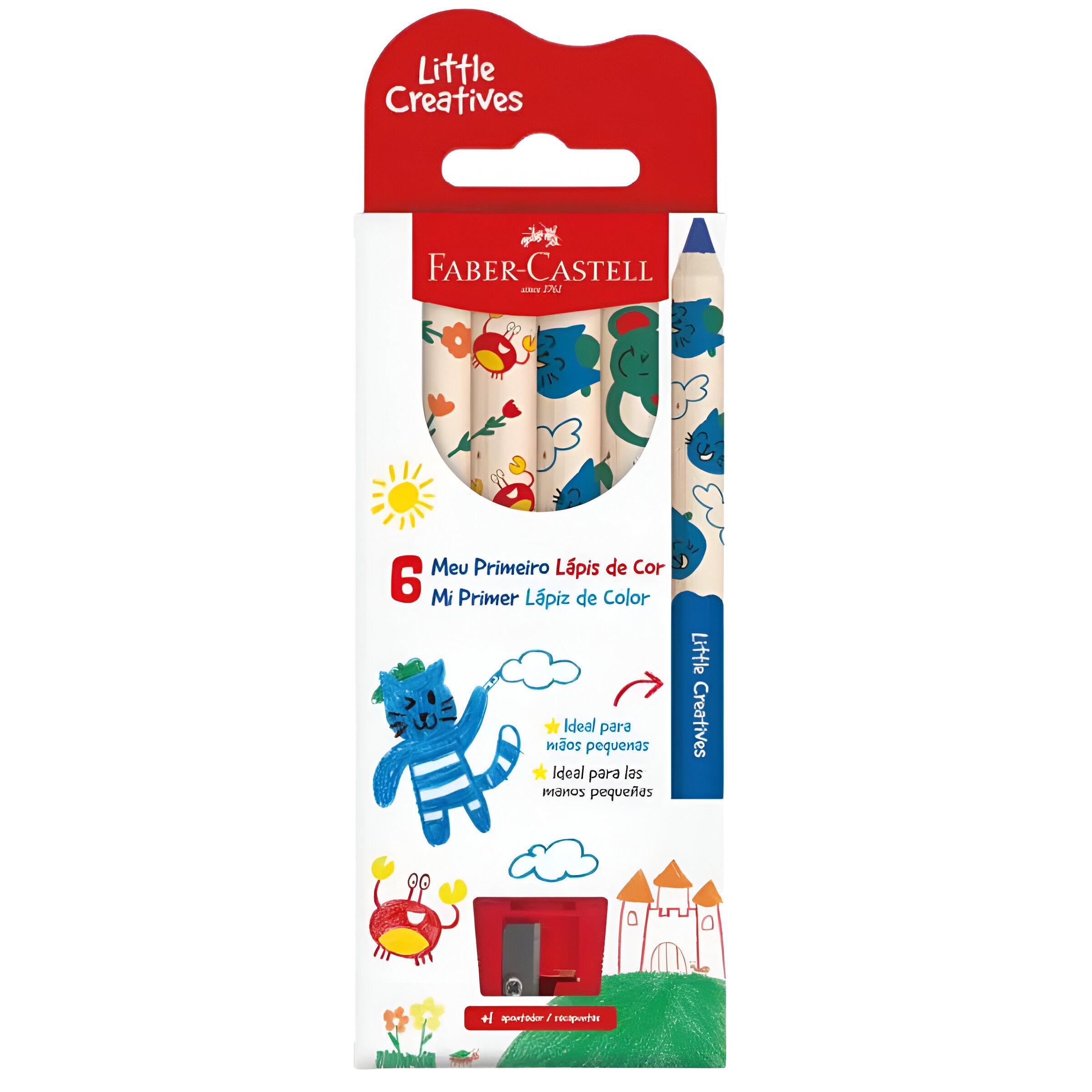 Meu Primeiro Lápis de Cor Little Creatives com 6 Cores + Apontador - Faber-castell 127033