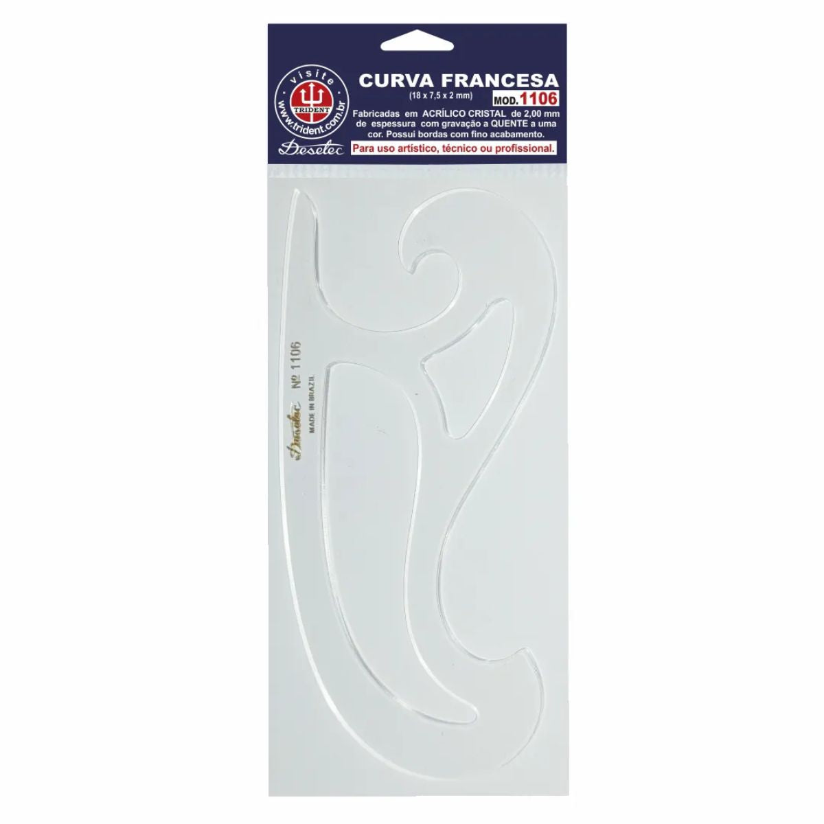 Curva Francesa Trident Modelo 1106 Unidade 18x7,5cm
