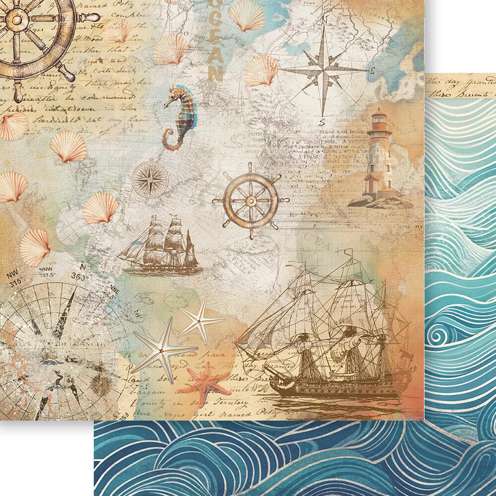 Papel para Scrapbook Dupla Face Coleção Mar Doce Lar Padrao 30,5x30,5cm para Scrapbook e Papelaria Criativa Sd-1335 - Litoarte