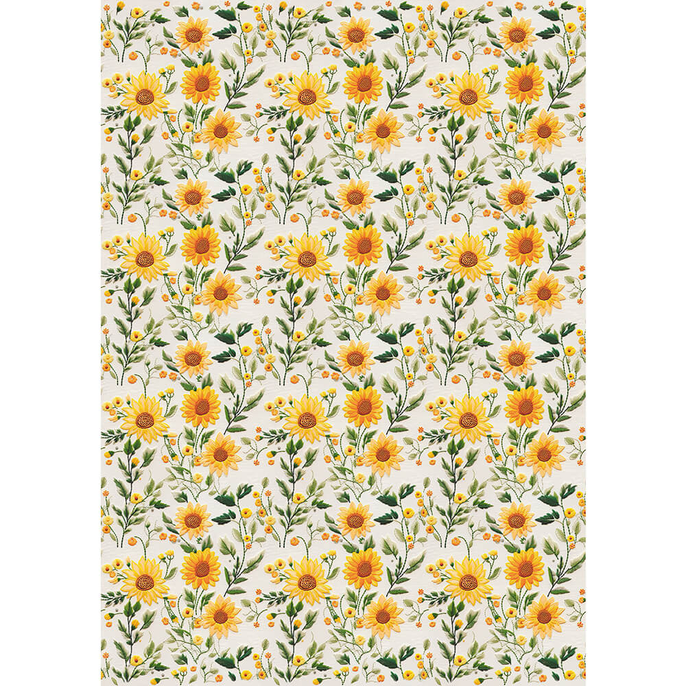 Estampa Adesiva Girassóis Costura 32x45cm para Artesanato e Scrapbook Esta-007 - Litoarte