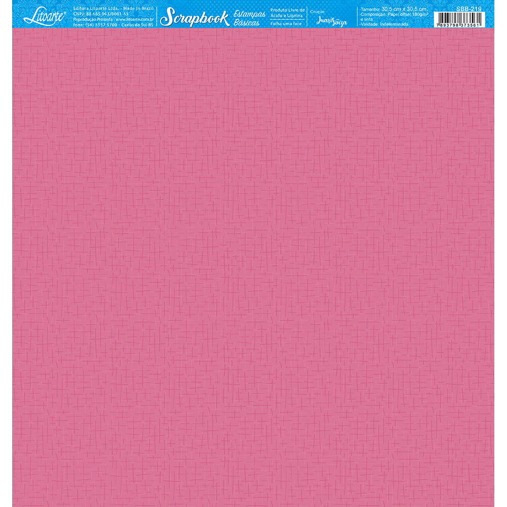 Papel para Scrapbook Estampas Basicas Coleção Floral 3d Textura Rosa 30,5x30,5cm para Scrapbook e Papelaria Criativa Sbb-219 - Litoarte