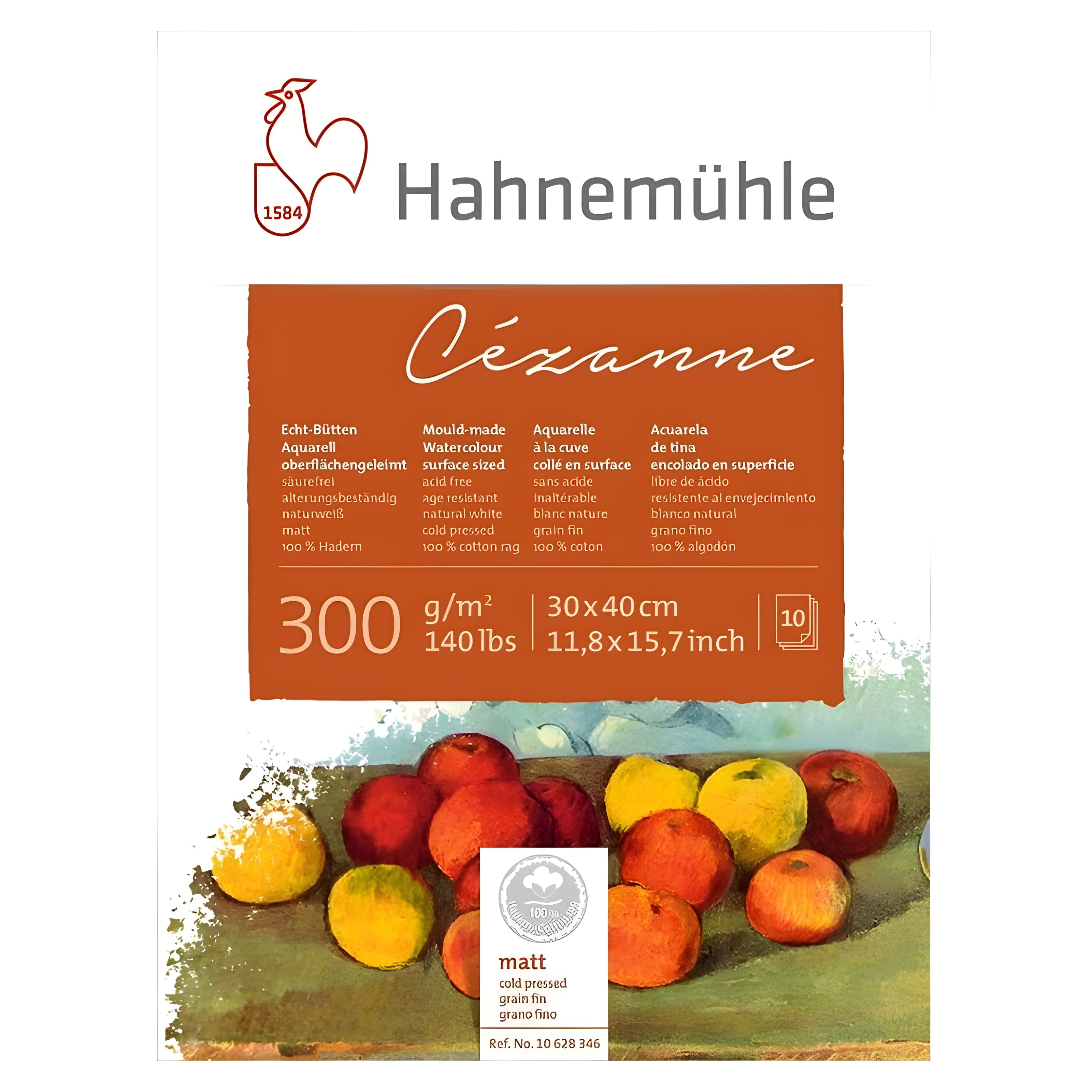 Bloco de Papel para Aquarela Hahnemühle Cézanne Textura Fina 30x40cm 100% Algodão 10 Folhas