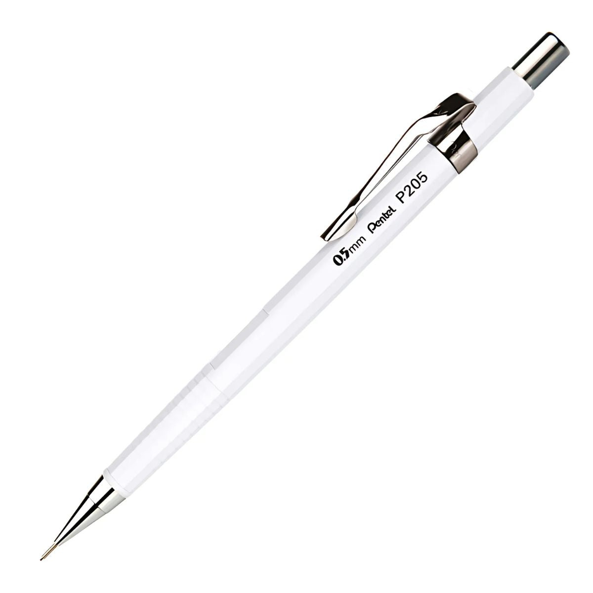 Pentel P200 Vulpotlood – 0,5 Mm, Zwart, Met 4 Mm Vaste Geleider, Metalen Clip En Ingebouwde Gum