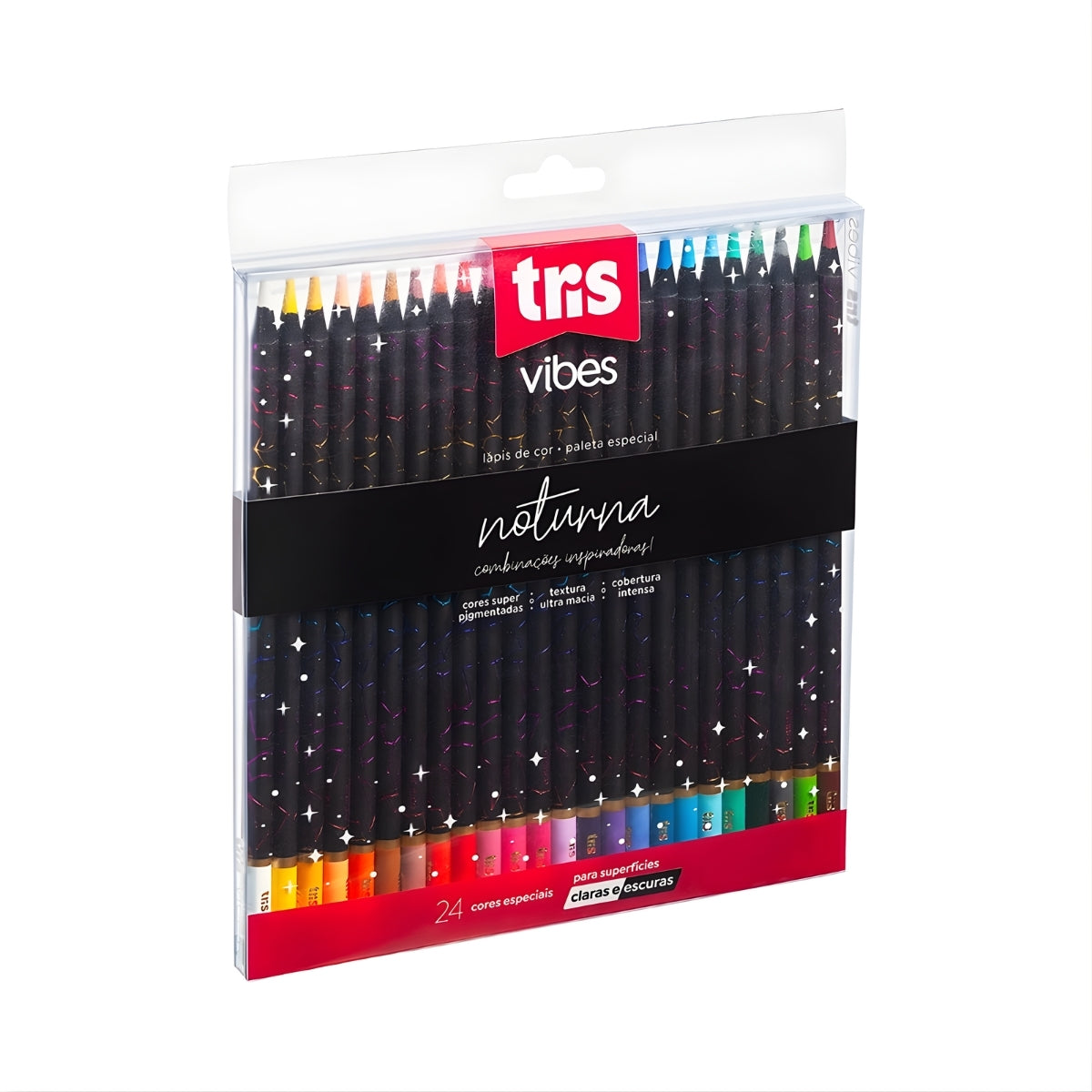 Estojo Lápis de Cor Vibes Noturna com 24 Cores - Tris