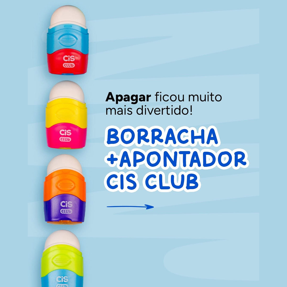 Apontador e Borracha Club - Cores Sortidas - Cis