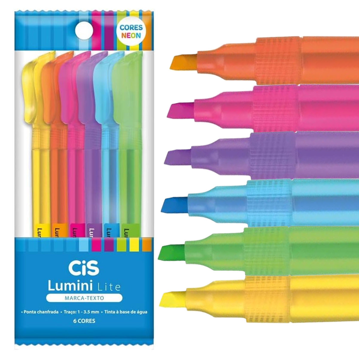 Estojo de Marca Texto Lumini Lite 3.5Mm com 6 Cores - Cis