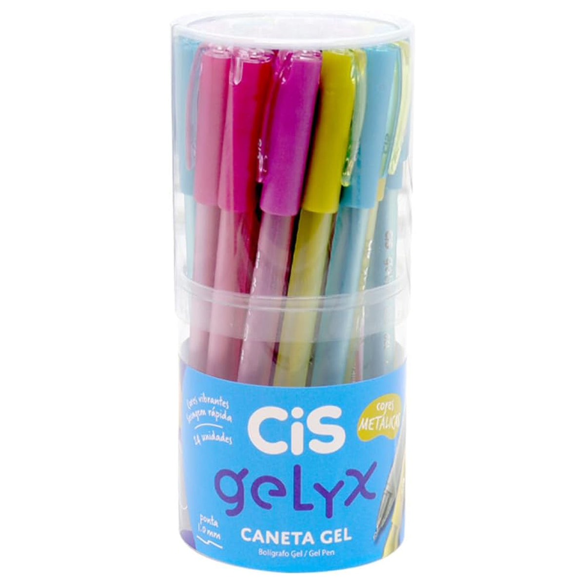 Estojo de Caneta Gel Gelyx 1.0Mm Metallic com 24 Cores - Cis