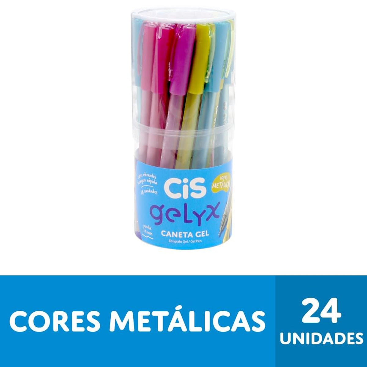 Estojo de Caneta Gel Gelyx 1.0Mm Metallic com 24 Cores - Cis