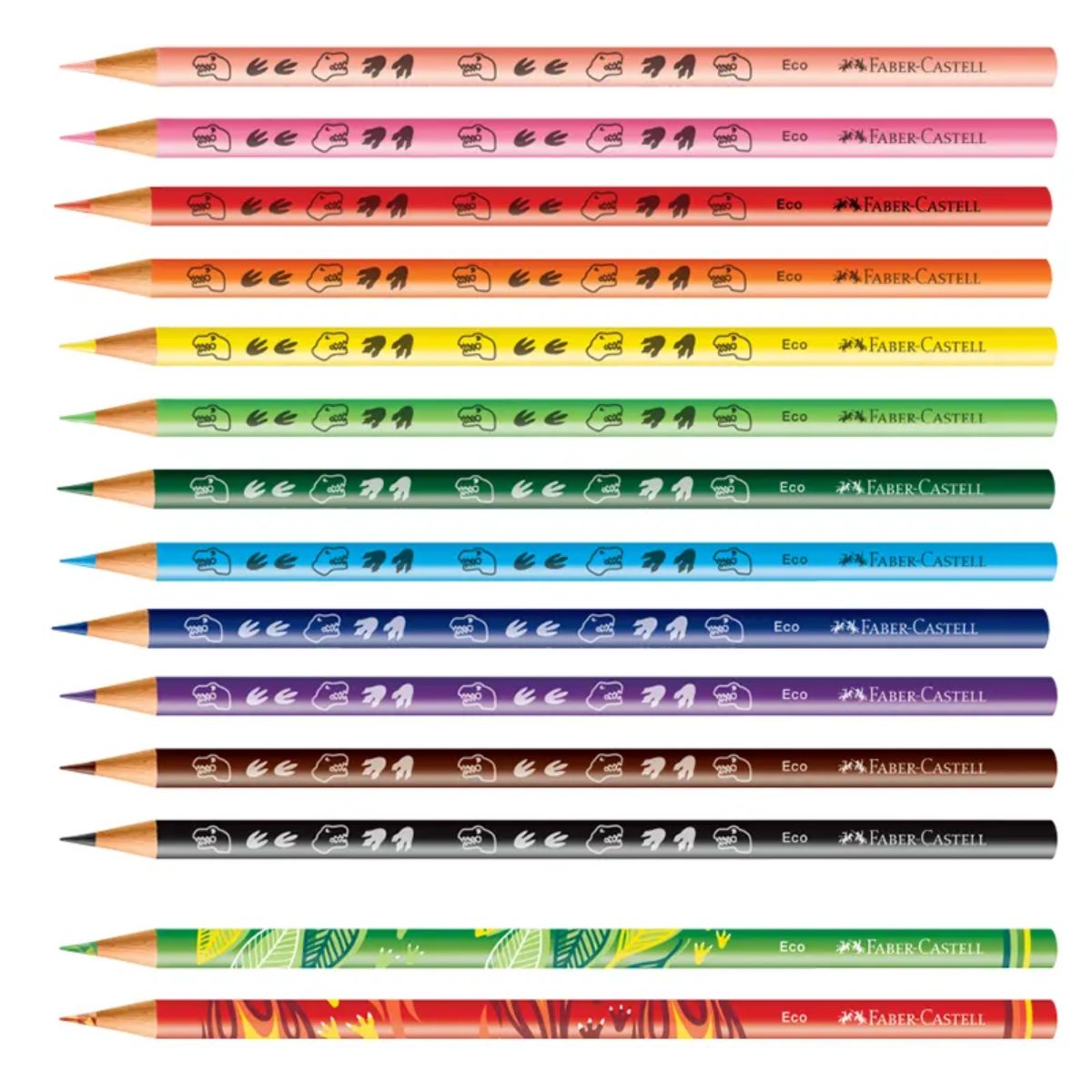 Estojo Lápis de Cor Ecolápis Coleção Dinossauro 12 Cores + 2 Misturinha - Faber-castell 120912+2dino