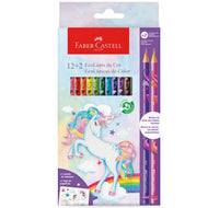Estojo Lápis de Cor Ecolápis Coleção Unicórnio 12 Cores + 2 Misturinha - Faber-castell 120912+2uni