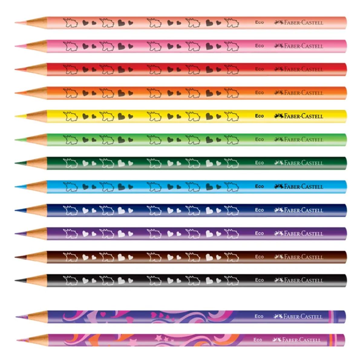 Estojo Lápis de Cor Ecolápis Coleção Unicórnio 12 Cores + 2 Misturinha - Faber-castell 120912+2uni