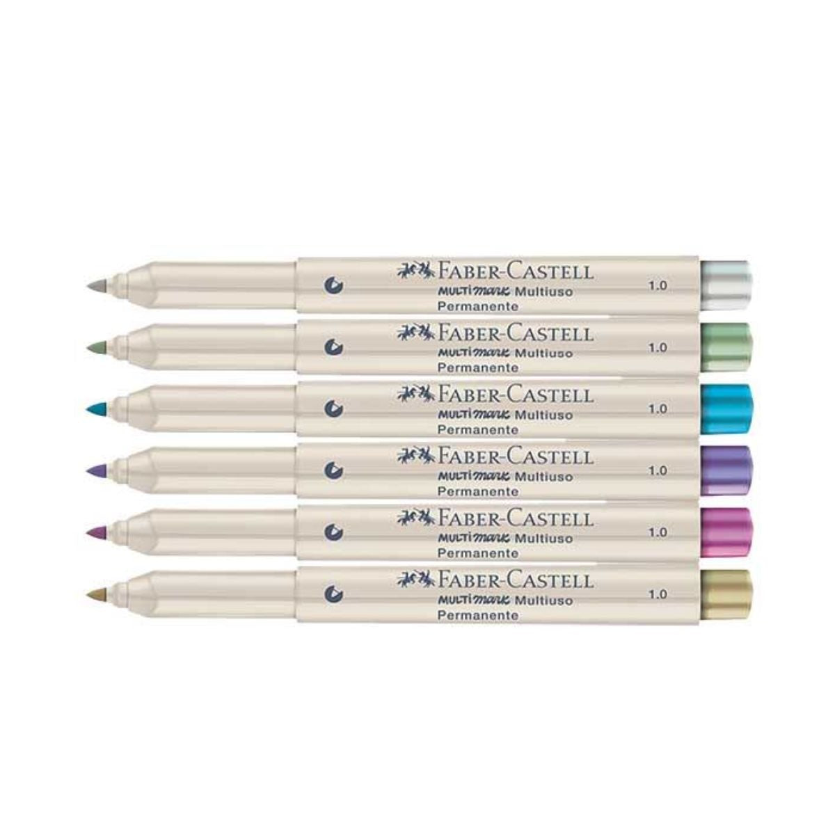 Estojo Marcador Multimark Permanente 1,0mm 6 Cores Metallic - Faber-castell Mm/es106mzf